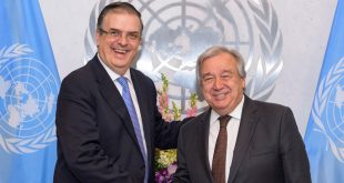 El Secretario General António Guterres y el Secretario de Relaciones Exteriores de México, Marcelo Ebrard Casaubón