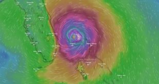 Una visualización gráfica del Huracán Dorian sobre las Bahamas.