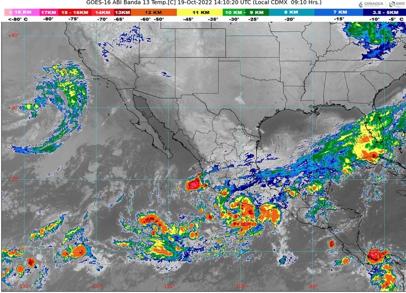 Cielo medio nublado a nublado así como lluvias puntuales fuertes