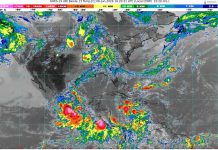 Lluvias fuertes a muy fuertes sobre entidades del noreste, oriente, centro, occidente, sur y sureste del país. Lluvias muy fuertes con puntuales intensas (75 a 150 mm): Michoacán (centro, costa y suroeste)