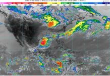 Intervalos de chubascos con lluvias puntuales fuertes (25 a 50 mm): (norte y suroeste). Temperaturas máximas de 35 a 40 °C: Michoacán (sur y suroeste)