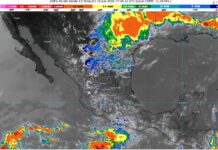 Lluvias fuertes con puntuales muy fuertes (50 a 75 mm): (centro, norte y este). Temperaturas máximas de 35 a 40 °C: Michoacán (suroeste)