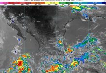 Lluvias fuertes con puntuales muy fuertes (50 a 75 mm): Centro y este.Temperaturas máximas de 35 a 40 °C: Michoacán (suroeste)