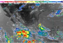 Intervalos de chubascos con lluvias puntuales fuertes (25 a 50 mm): Michoacán (noreste, oeste y suroeste). Temperaturas máximas de 35 a 40 °C: (suroeste)