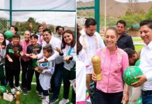 En SLP la Presidenta Sheinbaum entrega boletos del mundial de futbol a ganadores del mundialito