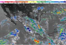 Lluvias muy fuertes con puntuales intensas (75 a 150 mm): Nayarit, Jalisco, Colima, Michoacán (oeste y suroeste), Oaxaca y Chiapas