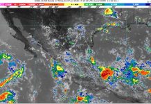 Lluvias fuertes con puntuales muy fuertes (50 a 75 mm): Michoacán (oeste). Temperaturas máximas de 40 a 45 °C: (suroeste)