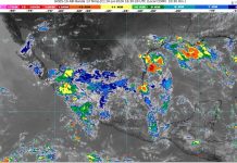 Intervalos de chubascos (5 a 25 mm): Michoacán. Temperaturas máximas de 35 a 40 °C