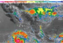 Lluvias fuertes con puntuales muy fuertes (50 a 75 mm): Michoacán (suroeste)