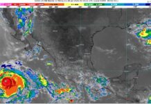 Lluvias muy fuertes con puntuales intensas (75 a 150 mm): Michoacán (suroeste). Temperaturas máximas de 35 a 40 °C: (suroeste)