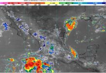 Lluvias fuertes con puntuales muy fuertes (50 a 75 mm): Michoacán (norte). Temperaturas máximas de 40 a 45 °C: Sur del Estado