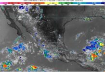 Lluvias fuertes con puntuales muy fuertes (50 a 75 mm): Michoacán (oeste y norte). Temperaturas máximas de 40 a 45 °C: Oeste del Estado