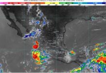 Chubascos con lluvias puntuales fuertes (25 a 50 mm): Michoacán (este). Temperaturas máximas de 35 a 40 °C en zonas de la entidad
