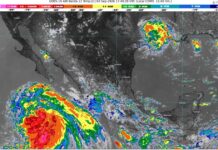 Lluvias fuertes con puntuales muy fuertes (50 a 75 mm): Michoacán (norte, centro y este)
