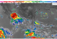 Chubascos con lluvias puntuales fuertes (25 a 50 mm): Michoacán (sur)