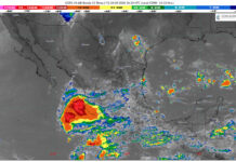 Chubascos con lluvias puntuales fuertes (25 a 50 mm): Michoacán (oeste, centro y este)