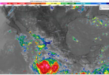 Lluvias fuertes con puntuales muy fuertes (50 a 75 mm): Michoacán (costa y sur)