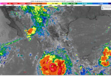 Lluvias muy fuertes con puntuales intensas (75 a 150 mm): Michoacán (oeste y costa)