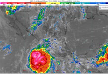Lluvias muy fuertes con puntuales intensas (75 a 150 mm): Michoacán (oeste y costa)