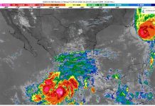 Lluvias intensas con puntuales torrenciales (150 a 250 mm): Guerrero (costa y oeste) y Michoacán (costa y este)