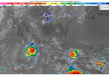 Chubascos con lluvias puntuales fuertes (25 a 50 mm): Michoacán (oeste, norte y este)